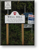 Kent Downs Area of Outstanding Natural Beauty sign at Well Hill